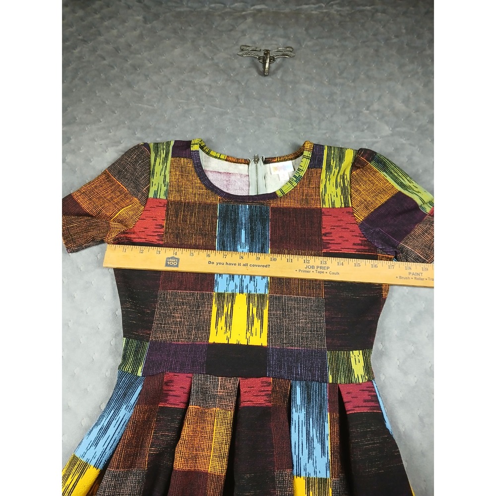 Multicolor Patchwork Fit & Flare Dress - Short Sleeve - Picture 4 of 6